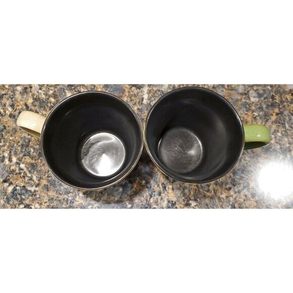 2 Beautiful Green & Tan designed Coffee Mug ,Tea Cup Hot Chocolate - Picture 2 of 7